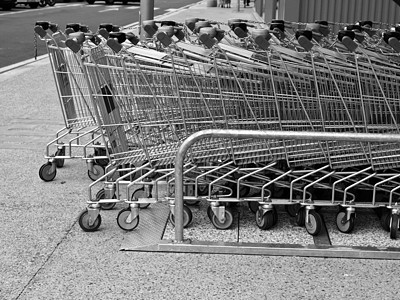 购物车金属店铺轮子网格购物大车超市商业灰色产品图片