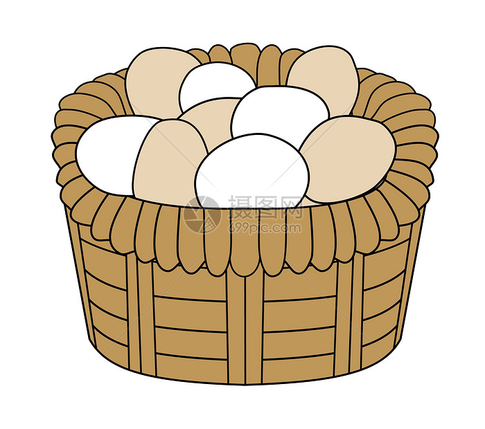 鸡蛋篮子白色棕色家禽插图卡通片食物免费早餐农场范围图片