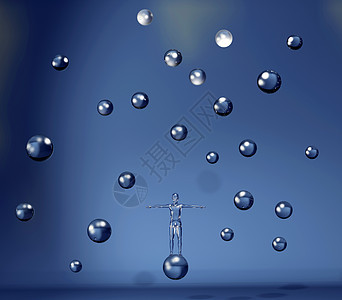 数字时代概念网络玻璃寒意冷却互联网气泡空气玻璃状蓝色背景图片