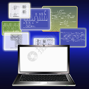 A 最新的工程技术蓝色笔记本电脑互联网建筑网络电路打印屏幕自动化图片