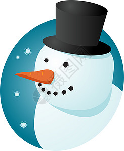 微笑的雪人男人季节性快乐插图寒冷雪花蓝色礼帽图片
