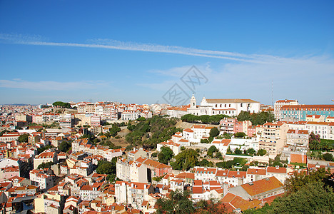 葡萄牙里斯本市风景Lisbon历史蓝色建筑学场景城市旅行旅游植物群风景天空图片