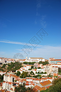 葡萄牙里斯本市风景Lisbon蓝色场景旅游城市历史天空旅行建筑学绿色观光图片