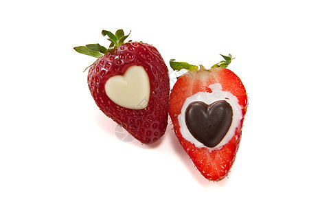 1个半草莓庆典甜点食物小吃巧克力白色红色水果奶油图片