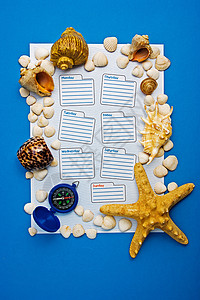 本周的日历海星旅行贝壳教育蓝色日记调度罗盘图片
