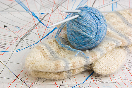 带有线条用于编织的球球针线网络羊毛针织品爱好图片