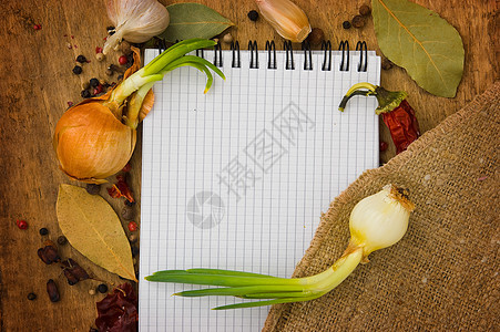 调味品菜单厨房香料胡椒笔记木板笔记本食谱叶子写作食物图片