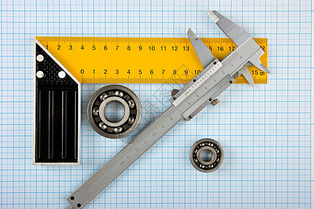 轴重和平方塞子工程枕头统治者卡尺机械乐器轴承正方形技术图片