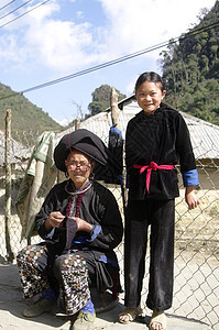 大母亲 黑道族帽子头饰民间兜帽山地少数民族女性多样性孩子们乡村图片