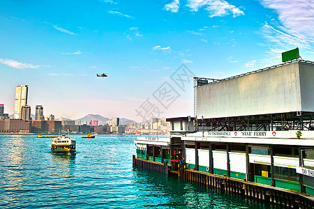 香港轮渡码头港口旅行旅游城市天空对接地标建筑物渡船图片