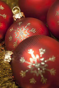 圣诞球金子红色玩具装饰品背景图片