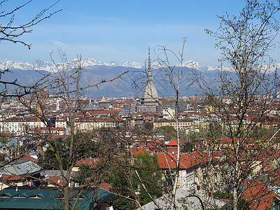 都灵视图天际全景爬坡天线中心山脉城市鸟眼图片