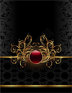 用于设计设计的金圆形框灯光奢华繁荣庆典框架黑色红色插图强光皇家图片