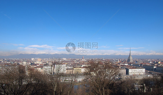 都灵视图鸟眼爬坡天线全景城市天际中心图片