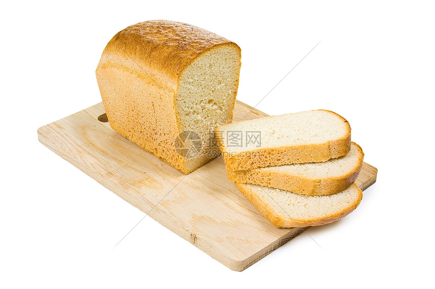面包在切割板上糕点木板小麦白色图片