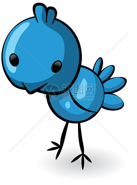蓝色可爱鸟鸟矢量卡通图片
