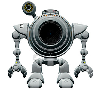 机器人网络卡站直灰色电子产品圆形相机姿势标签互联网发明自动化摄像头图片