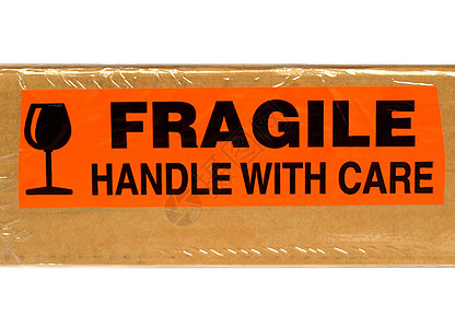 脆弱船运纸板警告玻璃空邮瓦楞标签盒子橙子棕色图片