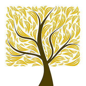 艺术树黄色白色生长叶子树干棕色植物艺术品季节阴影图片