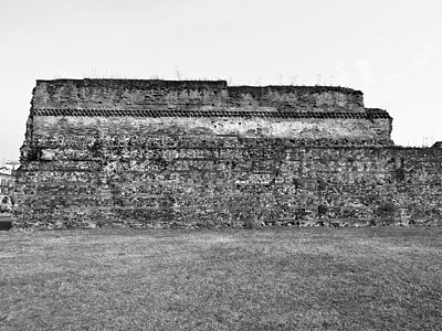 都灵罗马墙黑色建筑学纪念碑地标红色废墟白色石头图片