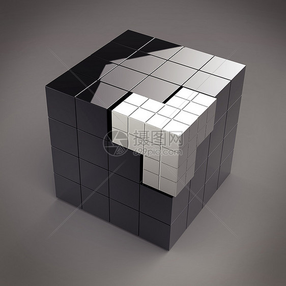 黑色 3D 未来立方体抽象图片