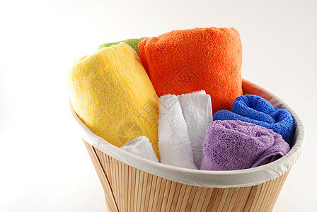 毛巾织物淋浴吸水性纤维棉布温泉面巾洗衣店篮子图片