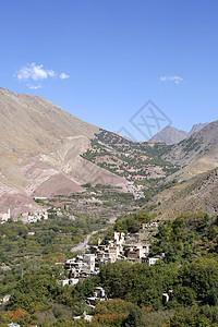 摩洛哥Toubkal国家公园Imlil村的房屋地平线山脉小屋环境建筑农村场景天空结构村庄图片