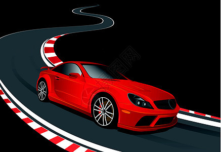 红车在赛马赛道上公式驾驶发动机边界墨水艺术插图运动汽车速度图片