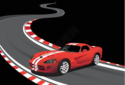 红车在赛马赛道上插图边界速度横幅绘画喇叭驾驶公式墨水发动机图片