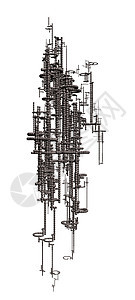 未来主义者小说建造金属插图科幻身体站立建筑漂浮图片