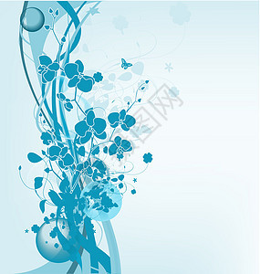 带兰花的花蓝背景图片