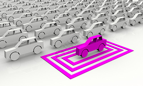 汽车概念  粉色车被定在广场上车辆驾驶轿车团体白色正方形对角线插图灰色运输图片