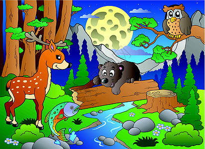 各种动物的森林场景 2图片