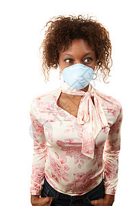 戴呼吸面具的妇女病菌疾病鼻子障碍压力医疗成人空气流感黑色图片