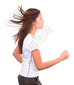 运行中白色成人跑步女士女孩黑发慢跑者工作室娱乐训练图片