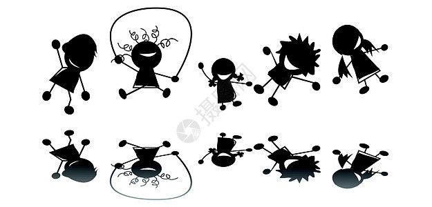 跳跃的孩子插图黄色派对家庭孩子们卡通片乐趣男生女孩友谊图片