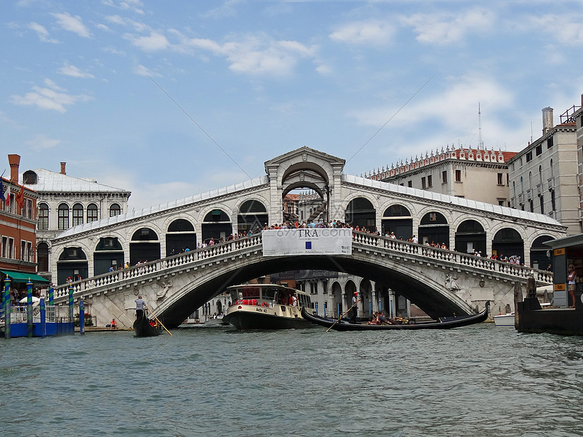 威尼斯Rialto桥纪念碑全景景观巡航缆车旅行店铺运河城市石头图片