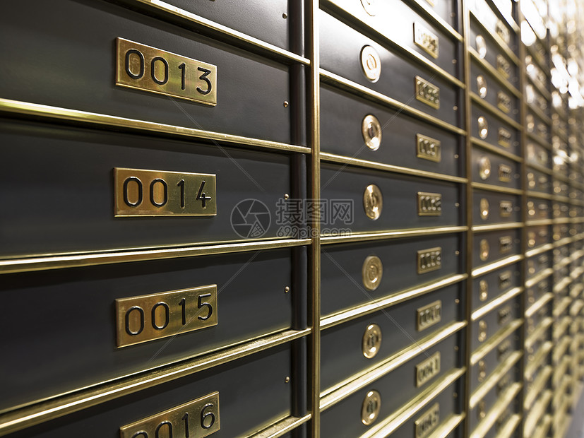 豪华安全保险箱行保安盒子数字拱形金子系统金融机构水平摄影财富图片