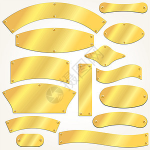 矢量老金牌和招牌牌青铜金子屏幕牌匾横幅海报床单矩形黄色金属图片