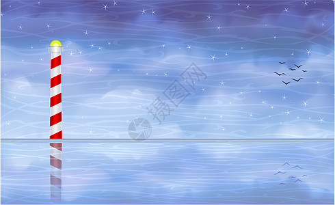 灯塔天空支撑海洋海岸线云景插图寂寞波纹潮汐蓝色图片