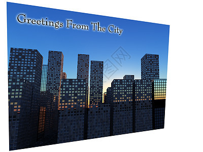来自纽约市的贺卡蓝色都市明信片城市建筑学建筑市中心景观建筑物摩天大楼图片