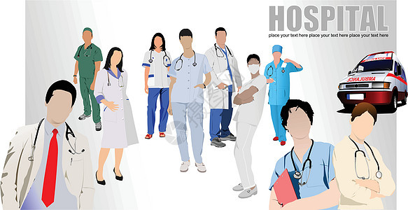 医院的医生和护士小组 矢量插图图片