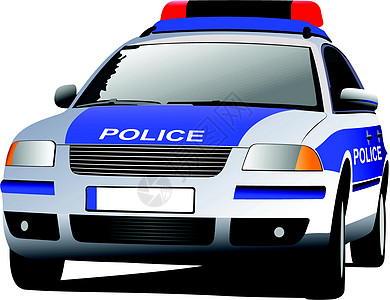 警察车 市政交通 彩色矢量图解运输犯罪车辆插图白色安全图片