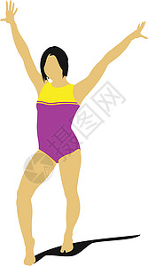 女性体操矢量说明 免费运动会身体耐力训练肌肉女士光束冠军舞蹈戒指运动图片