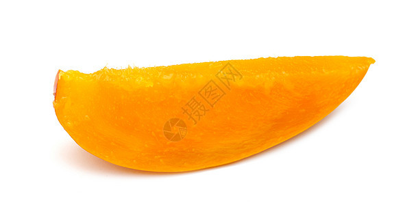 白色上隔离的新鲜芒果切片营养烹饪水果美味小吃节食皮肤红色味道黄色背景图片