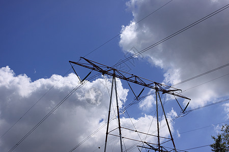 高电压电流电线工程桅杆技术紧张蓝色网络危险高压基础设施天空图片