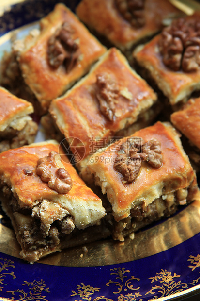 巴拉瓦蜂蜜甜点盘子果仁拼盘核桃烹饪蜜饼受宠食物图片