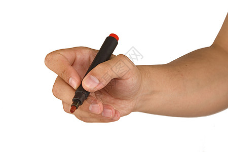 带有红标记的雄性手毛毡素描推介会写作教育笔记商业绘画办公室经理图片