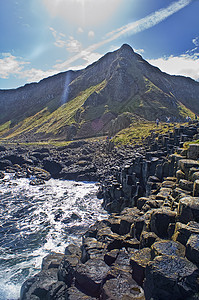巨人高速公路在北爱尔兰的图片 笑声火山蓝色吸引力六边形场景风化海岸天空地质学多边形图片
