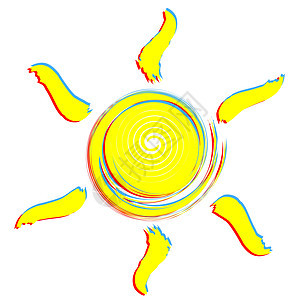 晒太阳光束蓝色红色插图曲线星星黄色绘画阳光背景图片